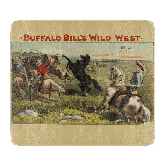 Buffalo Bill Wild West Cowboy Paard Poster Snijplank (Voorkant)