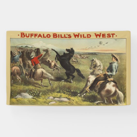 Buffalo Bill Wild West Cowboy Paard Poster Spandoek (Horizontaal)