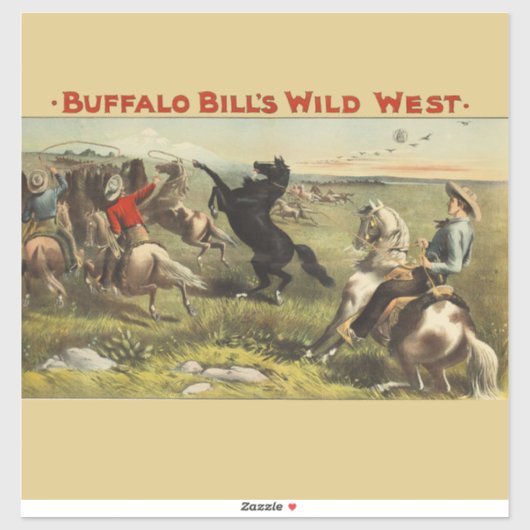 Buffalo Bill Wild West Cowboy Paard Poster Sticker (Vel)