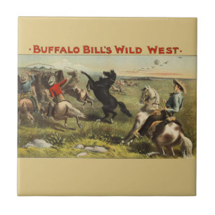 Buffalo Bill Wild West Cowboy Paard Poster Tegeltje