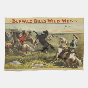 Buffalo Bill Wild West Cowboy Paard Poster Theedoek