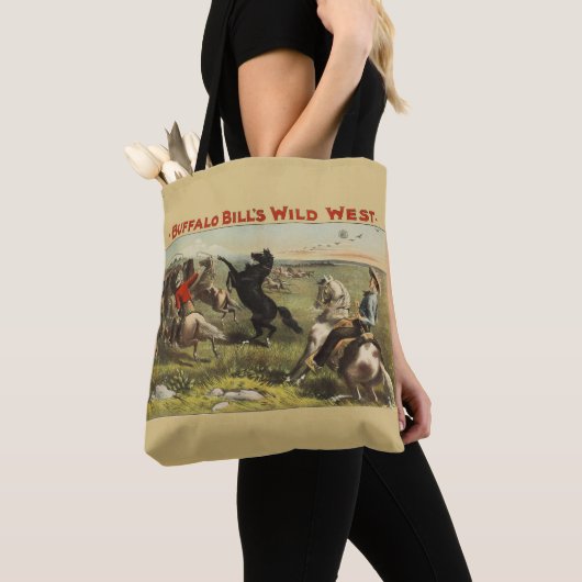 Buffalo Bill Wild West Cowboy Paard Poster Tote Bag (Dichtbij)