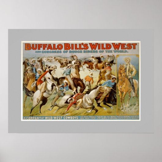 Buffalo Bill Wilde West show, c1899. Poster (Voorkant)