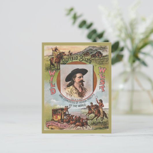 Buffalo Bills Wild West Show 1893  Retro Ad Briefkaart (Staand voorkant)