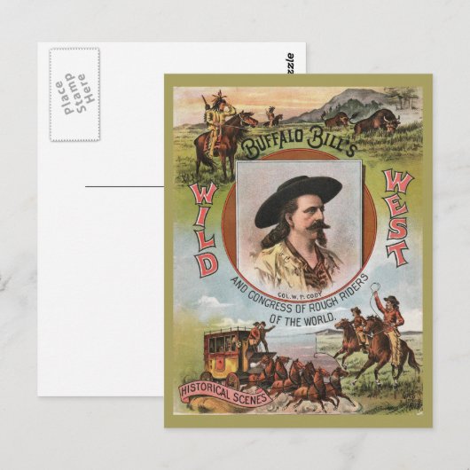 Buffalo Bills Wild West Show 1893  Retro Ad Briefkaart (Voorkant / Achterkant)