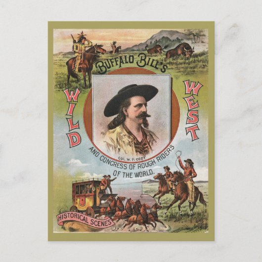 Buffalo Bills Wild West Show 1893  Retro Ad Briefkaart (Voorkant)