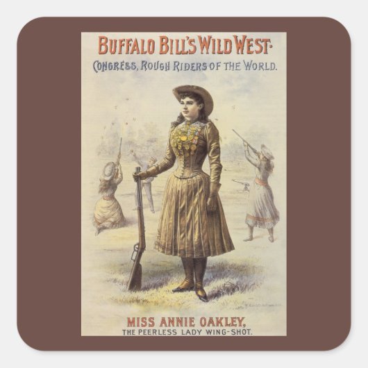 Buffalo Bill's Wild West Show met Annie Oakley Vierkante Sticker (Voorkant)