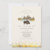 Buffalo Bison Bertains Autumn Script Weddenschap Kaart (Voorkant)