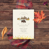 Buffalo Bison Bertains Autumn Script Weddenschap Kaart