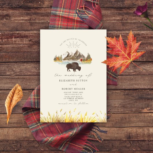 Buffalo Bison Bertains Autumn Script Weddenschap Kaart