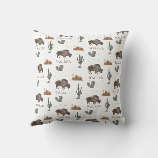Buffalo Bison Cactus Desert Moon Kussen (Achterkant)