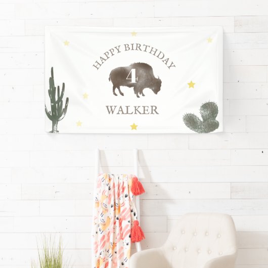 Buffalo Bison Cactus Desert Ranch Westerne Birthda Spandoek (Insitu)
