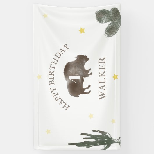 Buffalo Bison Cactus Desert Ranch Westerne Birthda Spandoek (Verticaal)