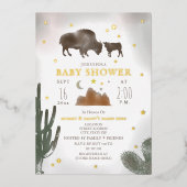 Buffalo Bison Cactus Desert Stars Baby shower Folie Uitnodiging (Voorkant)