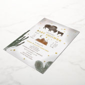 Buffalo Bison Cactus Desert Stars Baby shower Folie Uitnodiging (Gedraaid)