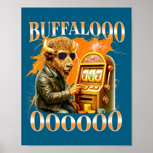 Buffalo Bison Casino Slot Machine Funny Gambling B Poster (Voorkant)
