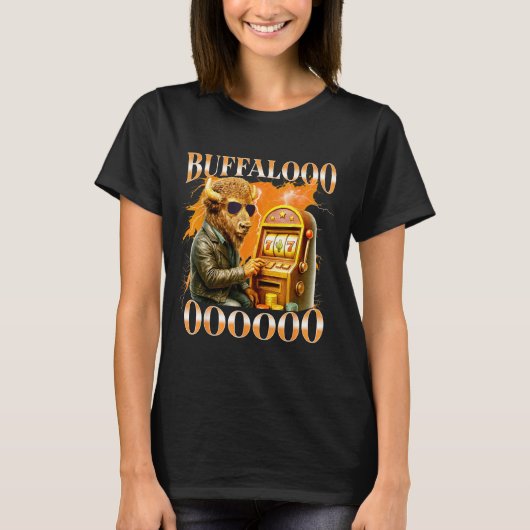 Buffalo Bison Casino Slot Machine Funny Gambling B T-shirt (Voorkant)