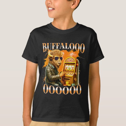 Buffalo Bison Casino Slot Machine Funny Gambling B T-shirt (Voorkant)