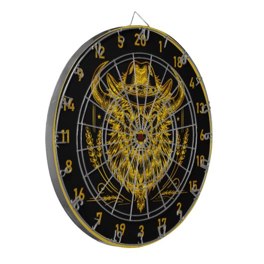 Buffalo Bison Dartboard met Cowboy Pet Dartbord (Voorkant Links)