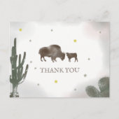 Buffalo Bison Desert Cactus Baby shower Dank je we Briefkaart (Voorkant)