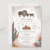 Buffalo Bison Desert Cactus Girl Baby shower Kaart (Voorkant)