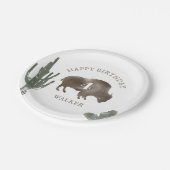 Buffalo Bison Desert Cactus Ranch Westerne Birthda Papieren Bordje (Gekanteld)