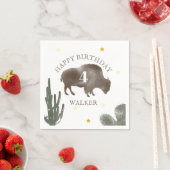 Buffalo Bison Desert Cactus Ranch Westerne Birthda Servet (Insitu)