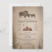 Buffalo Bison Desert Evergreen Baby shower Rustic Kaart (Voorkant)