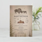 Buffalo Bison Desert Evergreen Baby shower Rustic Kaart (Staand voorkant)