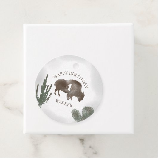 Buffalo Bison Desert Ranch Cactus Westerne verjaar Bedankjes Labels (In situ)