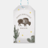 Buffalo Bison Desert Ranch Cactus Westerne verjaar Cadeaulabel (Voorkant)