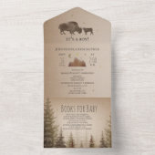 Buffalo Bison Evergreen Book Request Baby shower All In One Uitnodiging (Binnen)