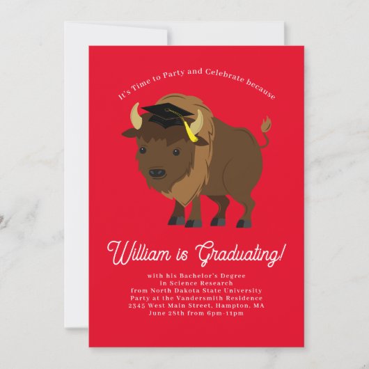 Buffalo Bison Graduation Party Invitation Kaart (Voorkant)