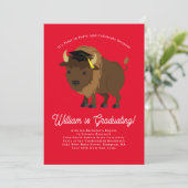Buffalo Bison Graduation Party Invitation Kaart (Staand voorkant)