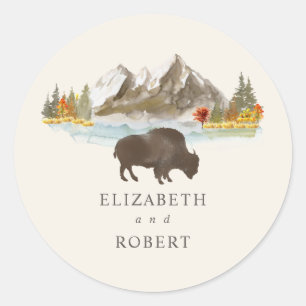 Buffalo Bison Herfst naherfst mountainbond Ronde Sticker