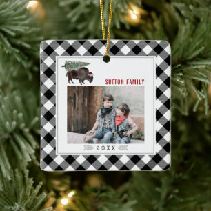 Buffalo Bison kerstboom foto Cowboy Keramisch Ornament