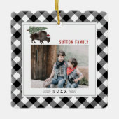 Buffalo Bison kerstboom foto Cowboy Keramisch Ornament (Voorkant)