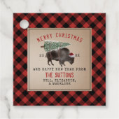 Buffalo Bison kerstboom Rustic Pset Bedankjes Labels (Voorkant)