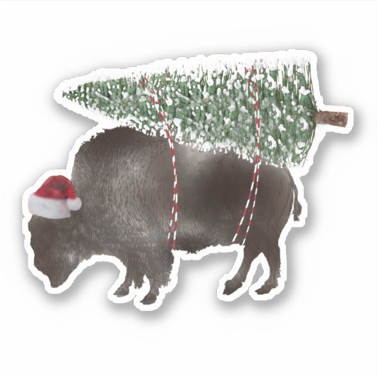 Buffalo Bison Kerstboom Sticker (Voorkant)