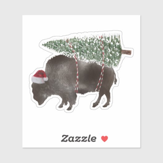 Buffalo Bison Kerstboom Sticker (Vel)