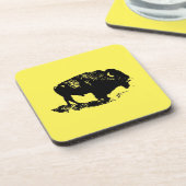 Buffalo Bison Lithograph Elegant Zwart Geel Bier Onderzetter (Linkerzijde)