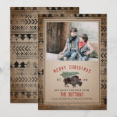 Buffalo Bison Merry kerstboom Burlap foto Feestdagenkaart (Voorkant / Achterkant)