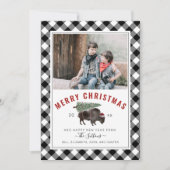 Buffalo Bison Merry kerstboom foto Feestdagenkaart (Voorkant)