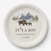 Buffalo Bison Mountains Baby shower Papieren Bordje (Voorkant)