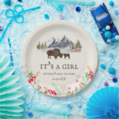 Buffalo Bison Mountains Girl Baby shower Papieren Bordje (Feest)