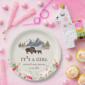 Buffalo Bison Mountains Girl Baby shower Papieren Bordje (Feest)