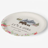 Buffalo Bison Mountains Girl Baby shower Papieren Bordje (Gekanteld)