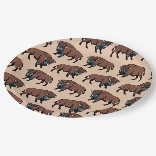 Buffalo Bison Pattern Papieren Bordje (Gekanteld)