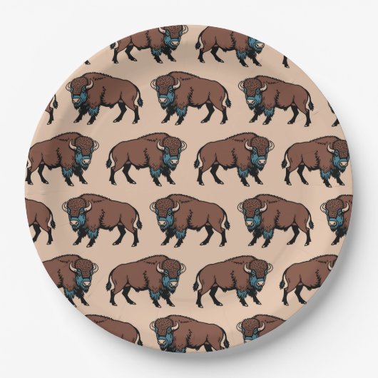 Buffalo Bison Pattern Papieren Bordje (Voorkant)