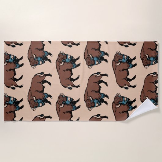 Buffalo Bison Pattern Strandlaken (Voorkant)